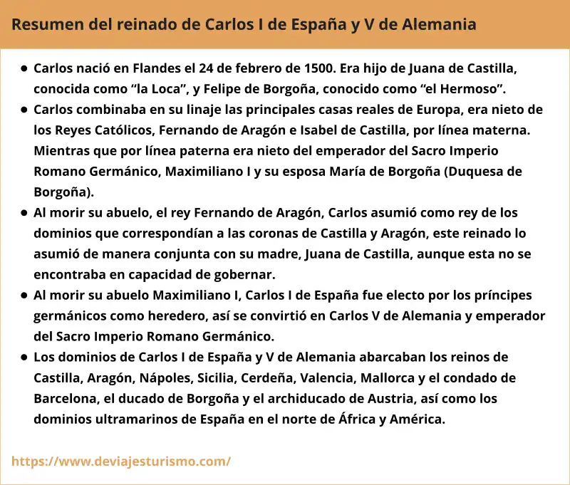 Resumen o esquema de Carlos I de España y V de Alemania