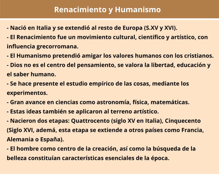 Renacimiento y humanismo, resumen