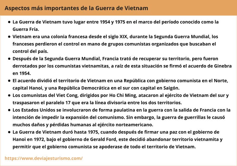 Resumen o esquema sobre la Guerra de Vietnam